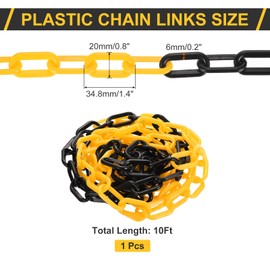 sourcing map Plastic Chain Links, 1.3-Inch 10 Foot Plastic Barrier Chain Safety Chains Safety Barrier Chains for Crowd Control Queue Line Fence Gate Decoration, Black/Yellow