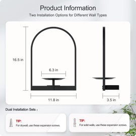 BUTUNITA Black Metal Wall Plant Holder - 3-Pack Wall Mounted Plant Stands and Hanging Holders for Indoor Planter and Flower Pot - Arch Decor Shelf for Plant Storage (Pot Not Included)