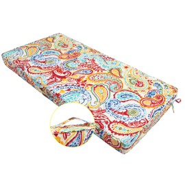 FUNHOME Outdoor Bench Cushion 48 x18 inch,Waterproof Portable Seat Cushion,Foam Insert with Handle&Ties,Zipper Closure Bench Pillow Pads for Patio Swing Porch Garden Furniture(Phoenix)