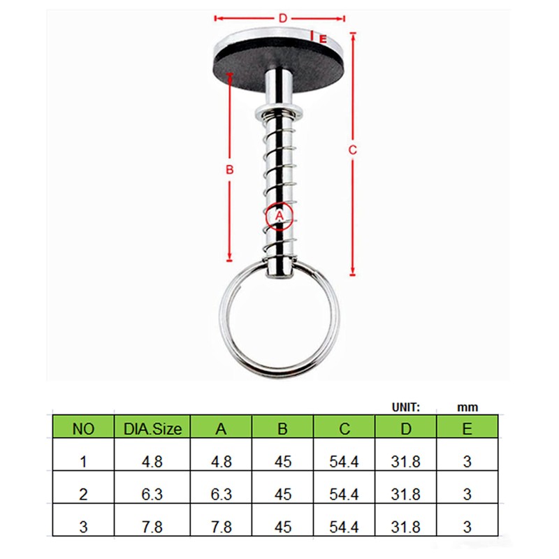 Marine Hatch Cover Pull Handle with Spring Hidden Pin Button