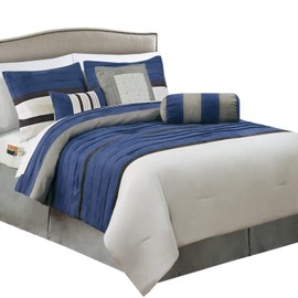 Elegant Comfort 12-Piece Bed-in-a-Bag, Cirena Microsuede Comforter Collection with 6-Piece Sheet Set, Smart Pockets and Decorative Pillows, All Season Bedding, 12PC Cirena, Queen, Blue