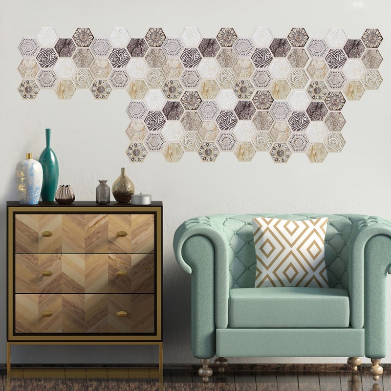 10Pcs Self Adhesive Sticker Background PVC Wall Decal Tile Sticker