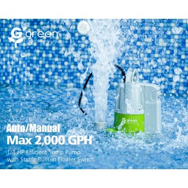 Easy Water Drain Kit by Green Expert, Portable Sump Pump with 25FT PVC Discharge Hose Quick Start to Removes Water from Flooded House Pools Pond Hot Tub