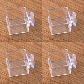 crapelles 4pcs Mini Insect Water Dish, Transparent and Harmless Plastic, Small Reptile Feeding Feeder, Crickets pet Worm Cups Spider Gecko Butterfly Mantis Beetle Bowl