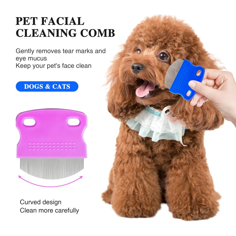 Professional Eye Comb for Pets, Stainless Steel Tear Stain Remover，4