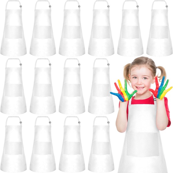 PLULON PLULON 10 Pcs Kids Apron Bulk Adjustable White Chef
