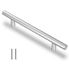 CNMTCCO Cabinet Handles, Pack of 10 Furniture Handles, Stainless Steel, Drawer Handles, Door Handles, 128 mm Hole Spacing, Handles for Kitchen Cabinets, T Bar Handle