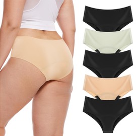 ToVii Seamless Leak Proof Period Underwear Heavy Flow - Womens Regular Absorbency Period Briefs Multicolor L