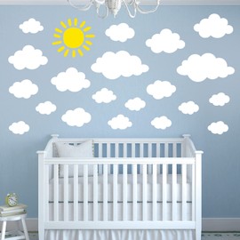 DECOWALL DS-8054 White Cloud Wall Sticker Decor Kindergarten Nursery Kids Room DIY Wall Decal Sticker Wall Art Stickers Boys Girls Teens Kids Bathroom Decor Vinyl Bedroom Teens Kids