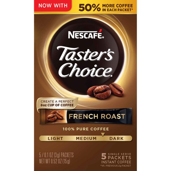 Nescafe Taster's Choice Instant Coffee, French Roast 5 Count (Pack of 12)