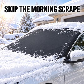 Universal Magnetic Windshield Snow Cover, 83 x 49 Inch Anti-Frost Ice and Sun Shield with Storage Bag