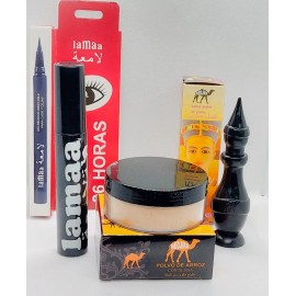 Kit: Kajal+ Polvo De Arroz+rimel+ Delineador Indeleble Arabe