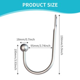 2 Pcs Metal Curtain Holdbacks, U-Shaped Hook Wall Mounted Window Curtain Holder with Screws - Drapery Holdbacks for Fixed or Hanging Items (2, Silver)