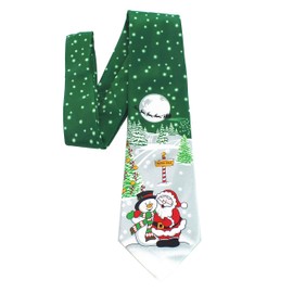 GUSLESON New Christmas Tie Silk 9cm Soft Snowman Theme Necktie Festival Ties (0767-05)