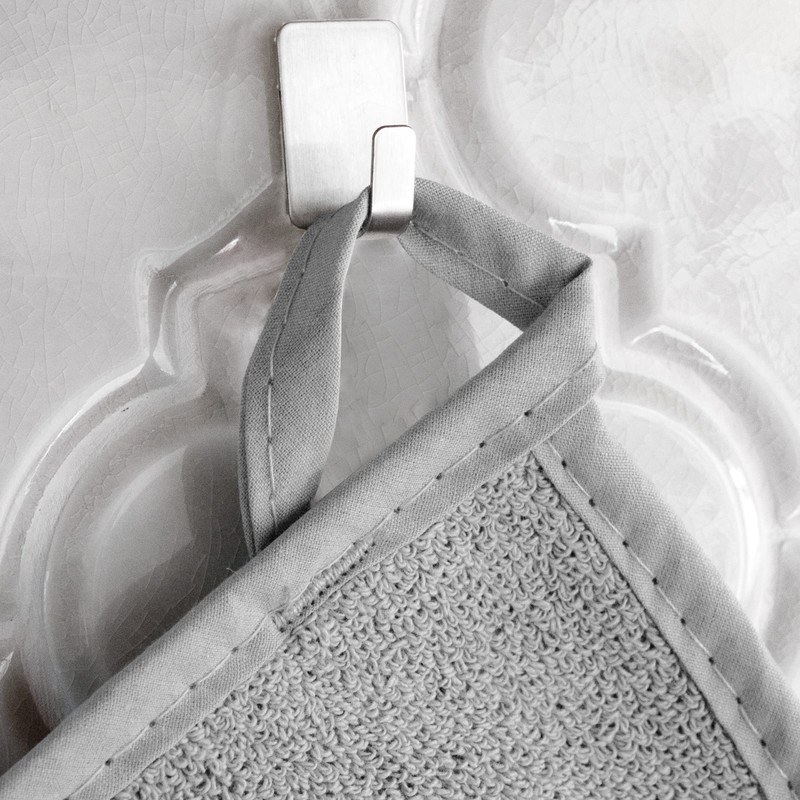 100% Cotton Terry Pot Holders for Kitchen, 2-Pack, 8.5"x8.25" Titanium