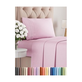CGK Unlimited Twin Size 3 Piece Sheet Set - Comfy Breathable & Cooling Bed Sheets Set - Hotel Luxury Bedding for Women, Men, Kids & Teens - Deep Pockets, Easy-Fit, Super Soft & Wrinkle Free - Oeko-Tex - Light Pink