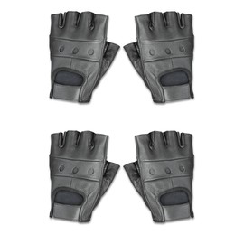 Raider Leather Fingerless Gloves (Pack of 2) (Black, Medium)