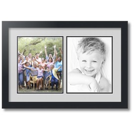 ArtToFrames Collage Photo Frame Double Mat with 2 - 8x10 Openings and Satin Black Frame