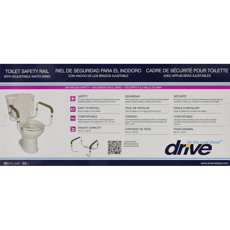Drive Medical RTL12087 Bathroom Grab Bar for Toilets, White