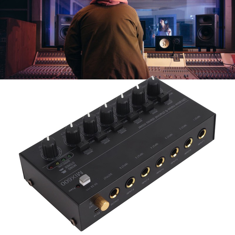 Sound Mixer Ultra Compact Metal Low Noise 6 Channel Stereo