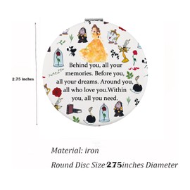 FEELMEM Princess Rose Belle Gift Behind You All Your Memories Compact Makeup Mirror Beauty Fairytale Movie Merchandise for Fairy Tales Lover