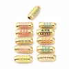 Ipotkitt 5 Pcs Colourful Enamel Brass Tube Beads Metal Word