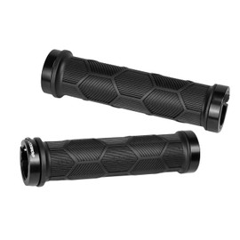 GORIX Bicycle Grip, Lock-On, Non-Sticky TPE Material, Hexagonal Shape, Anti-Slip, Cross Bike, MTB Handle Grip, 0.9 inches (22.2 mm), Double Lock, Replacement, Painless, Ergonomic Straight, Black