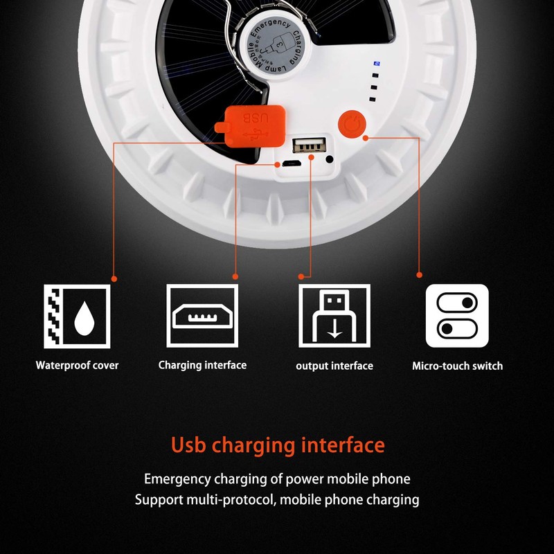WholeFire USB Solar Camping Light with Remote Control - Hanging