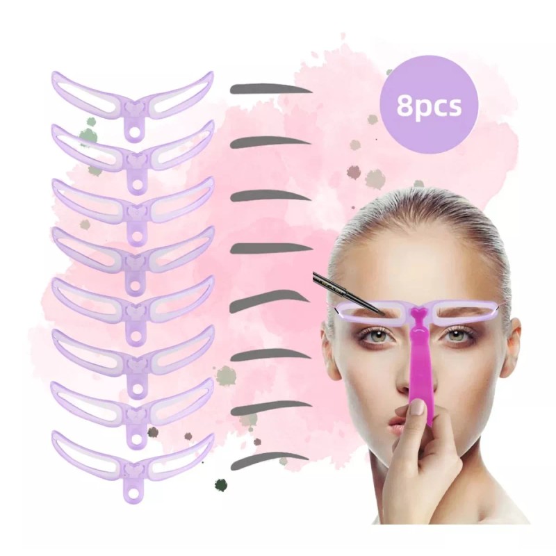 Universo en Linea Kit 8 Plantillas Delineador De Ceja Maquillaje