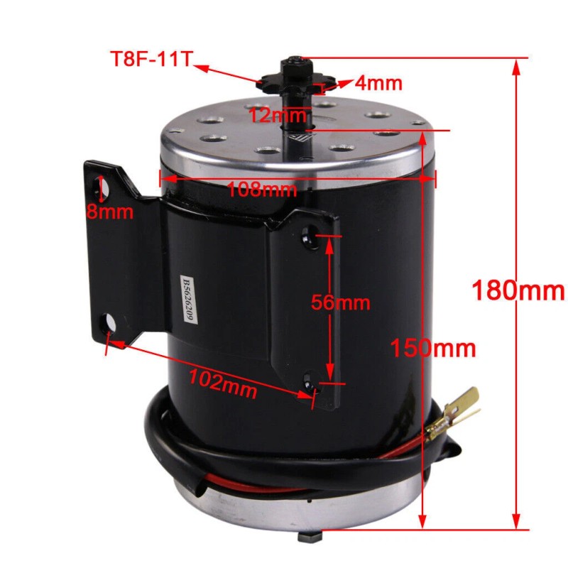 Unite 48V 1000W Brush DC Motor for Electric Scooter Go