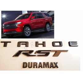 GM Auto 3PCS KIT Matte Black Rear Tahoe Duramax Chrome Black RST Emblem For 2021+ Tahoe