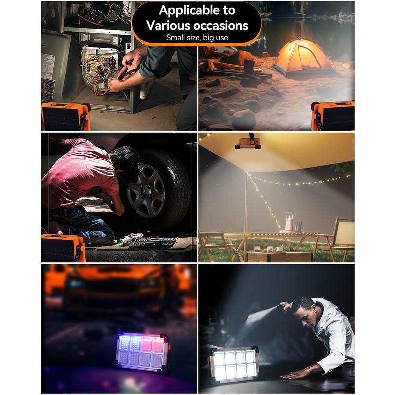 Multifunction Rechargeable Emergency Light with Stand - Solar Portable Work