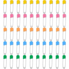 Samcos 50 Piece Safety Pin, 5 Colors, Extra Large, Stylish, Large Safety Pin, Office Supplies, Sewing, Crafts, Knitting Tools, Armband Stop, Duvet Cover Stop, Lock Needle