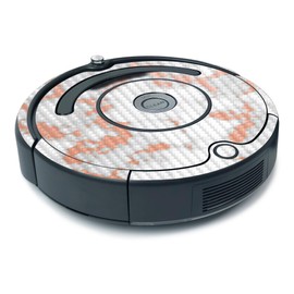 MightySkins Carbon Fiber Skin for iRobot Roomba 675 Minimal Coverage - Rose Foil Marble | Protective, Durable Textured Carbon Fiber Finish | Easy to Apply, Remove, and Change Styles | Made in The USA