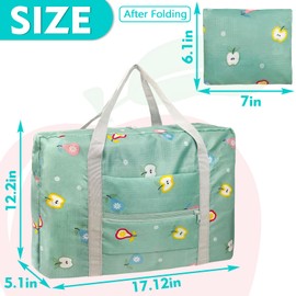 Travel Bag Carry on Duffel Bag Foldable Luggage Spirit Airlines Personal Item Bag Sports Gym Bags Weekender Overnight Bag Nylon Travel Duffel for Women (Green Apple)