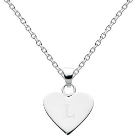 Dew Sterling Silver Heart Initial L Necklace of 45.7cm