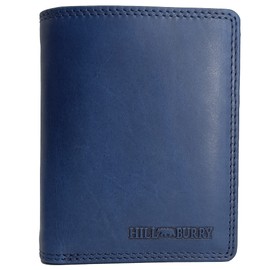 Leather Wallet for Women with RFID Protection Coin Compartment Purse (Hill Burry Portrait Format, Length Approx. 9.8 cm, Height Approx. 12.7 cm, Width 2.8 cm, Blue), blue, Classic