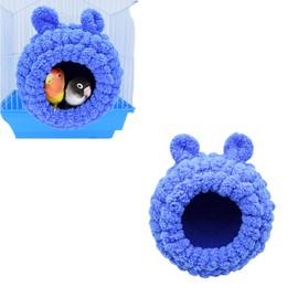 Bird Nest, Winter Warm Bird Nest House Parrot Bed Snuggle Hut for Cage, Plush Parrot Nest House for Conure, Cockatiel, Budgies, Lovebird, Parakeets, Small Pets (Blue)