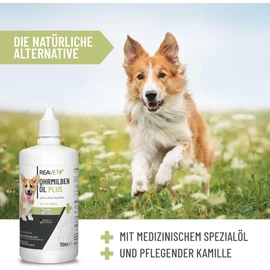 ReaVET Ear Mite Oil Plus 110 ml Instant Effective Remedy for Dogs - Against Ear Mites with Chamomile, Gentle Care for Itching in the Ear, Ear Drops Mites, Ear Cleaner