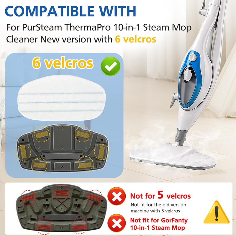 LINNIW 8 Pack Replacement Steam Mop Pads Compatible for PurSteam