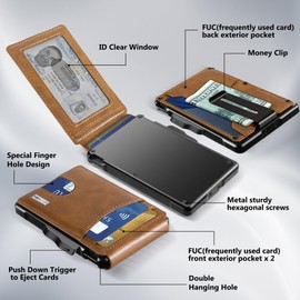 umoven umoven Wallet for Men - with Money Clip Slim Leather Slots Credit Card Holder RFID Blocking Bifold Minimalist Wallet (Brown)