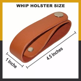Leather Phobia Bullwhip Holders Indiana Johnes Style Belt Holster 4.5" Long Genuine Leather