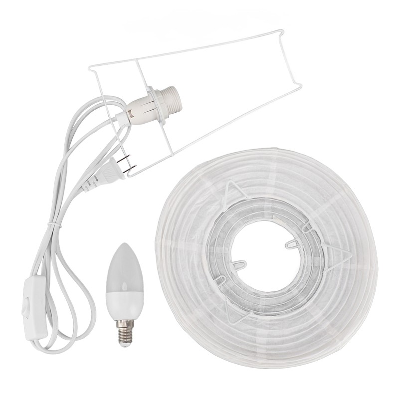 Lantern Table Paper Lamp Warm Light E14 Bulb Simple Installation
