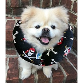 Made In USA Puppy Bumpers 100% Cotton Stuffed Safety Fence Collar to Keep your Pet Safe on the Right Side of the Fence- Jolly Roger - Fits Up to 10"