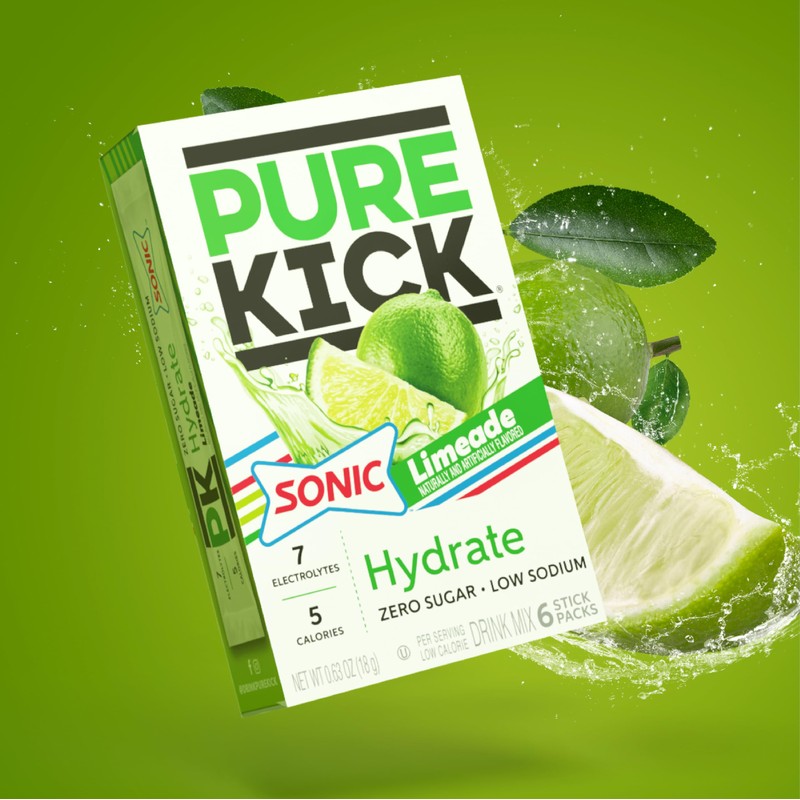 PURE KICK Hydration Singles to Go Drink Mix, Sonic Limeade,