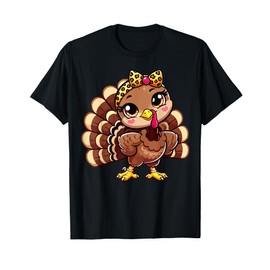 Thanksgiving Turkey Women Girl Leopard Autumn T-Shirt