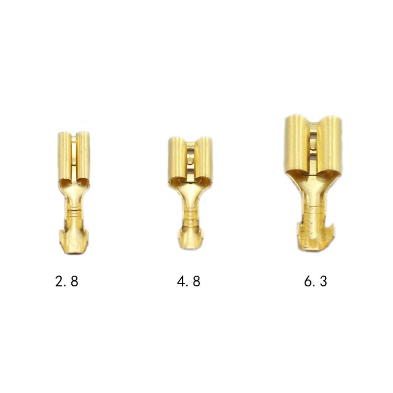 RLECS 150pcs 2.8mm 4.8mm 6.3mm Female Spade Connector Brass Crimp