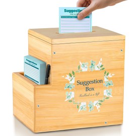 Amcortn Suggestion Box with Slot, Donation, Rustic Feedback for Patient Care and Prayer Requests, School Voting Office Comment Ballot Boxes with Side 8.5H x 6.5W x 9L inch