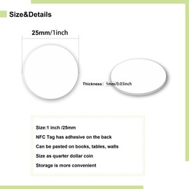 50Pcs NFC Tags, NTAG215 NFC Tags Blank White Card NFC Stickers Writer NFC Coin Cards Compatible with TagMo with Adhesive Back NFC Enabled Mobile Phones for Easy Fixing and Storage Box (1 inch)