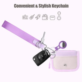 Babysun Wristlet Keychain for Women and Men Never Lost Wrist Lanyard Key Chain Holder with 2 Key Rings Wristlet Strap for Car Keys ID Badge Wallet Card Holder (Purple)